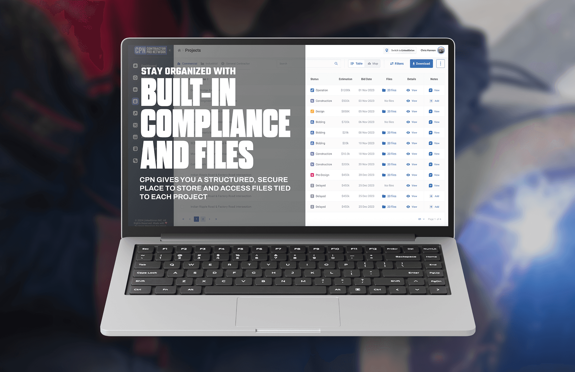Stay organized with built-in compliance and files