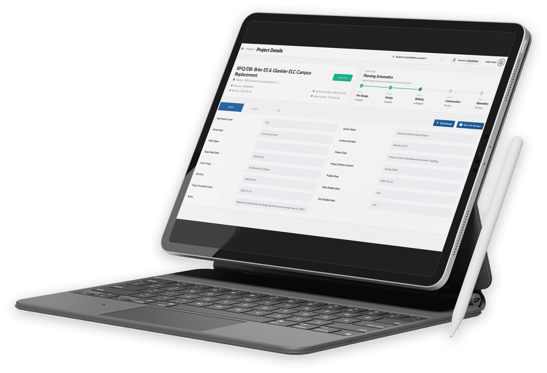 LinkedUnion CPN platform on a tablet