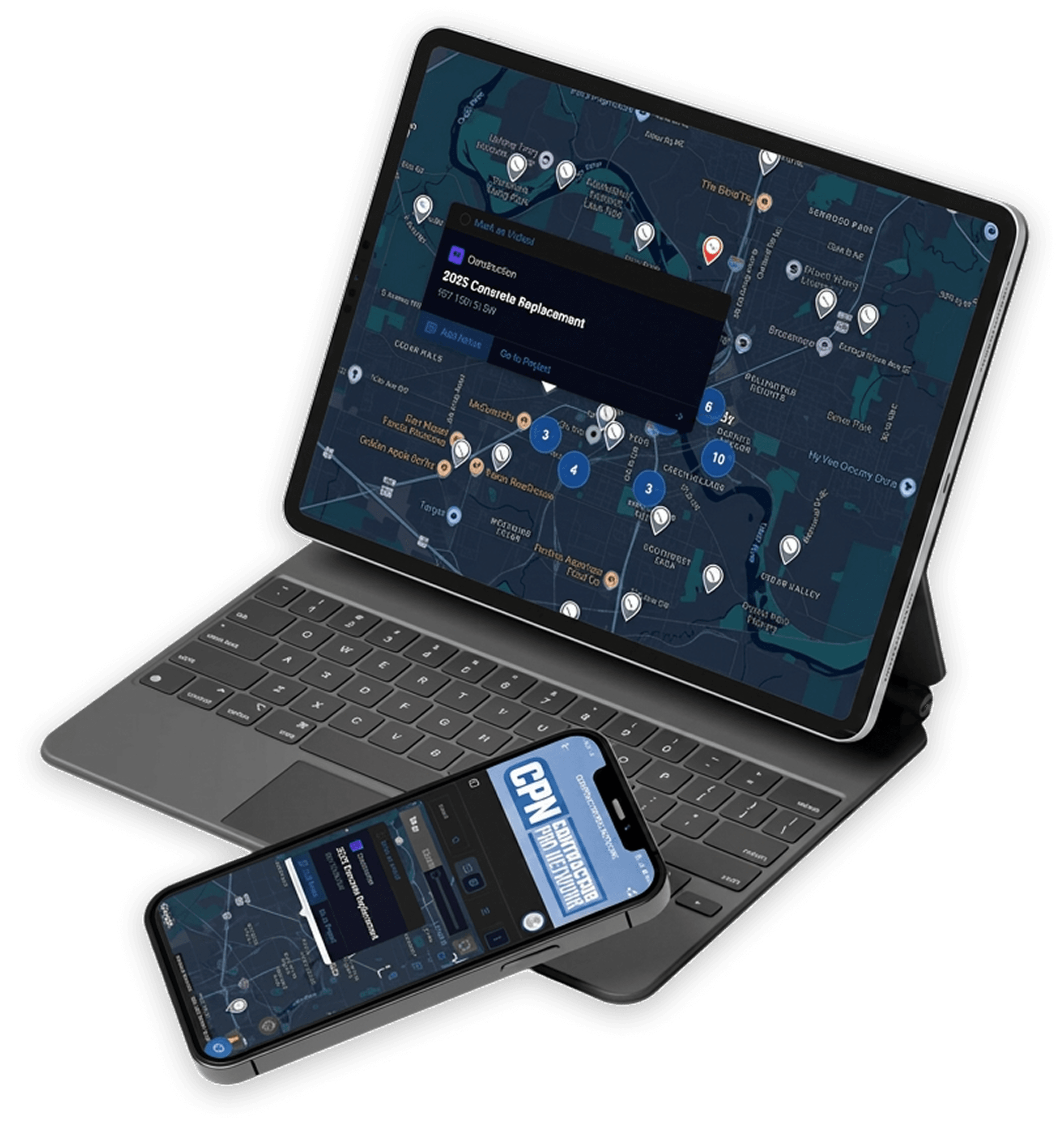 CPN interactive project map on a tablet