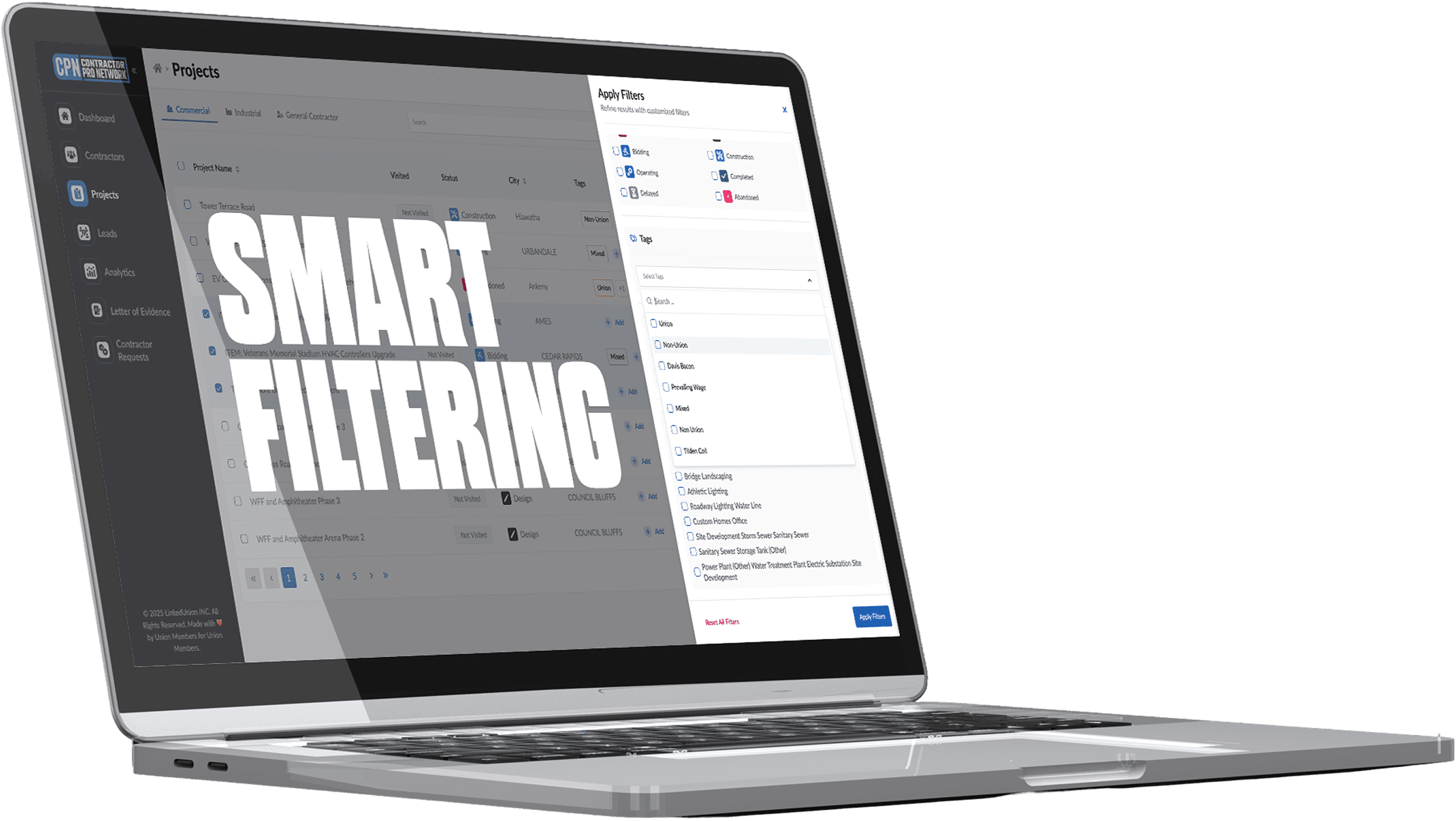 CPN smart filtering on a laptop