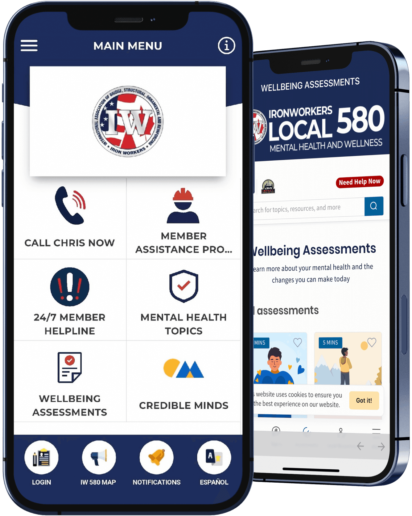 Mental health support and wellbeing assessments on mobile