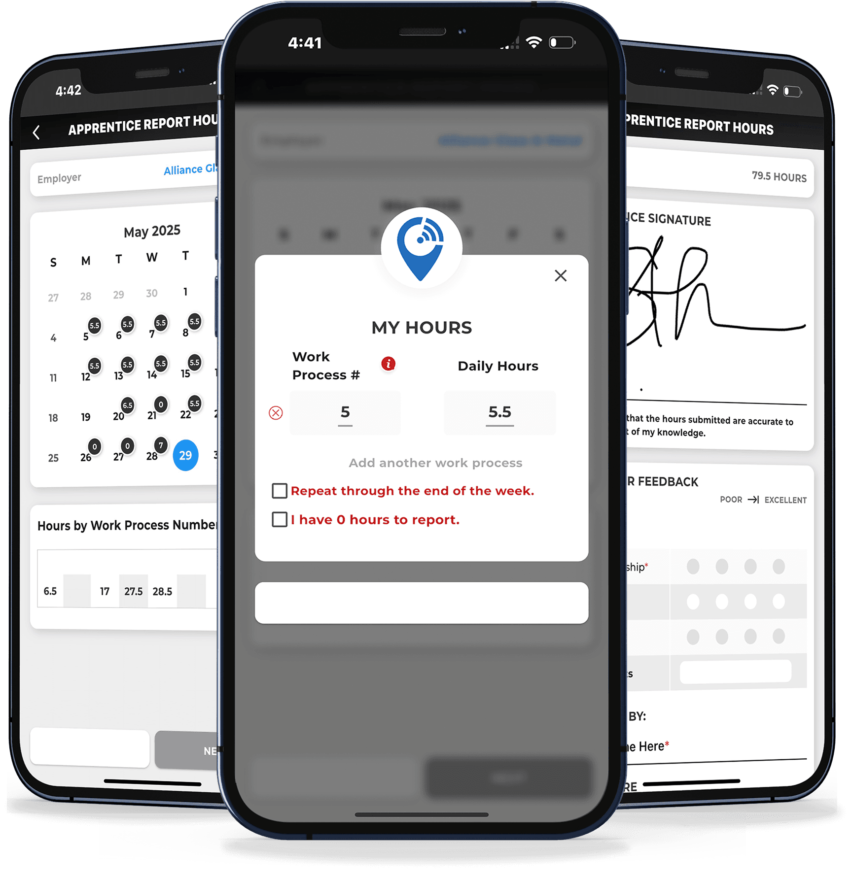 OJT tracking apprentice hour reporting on mobile devices