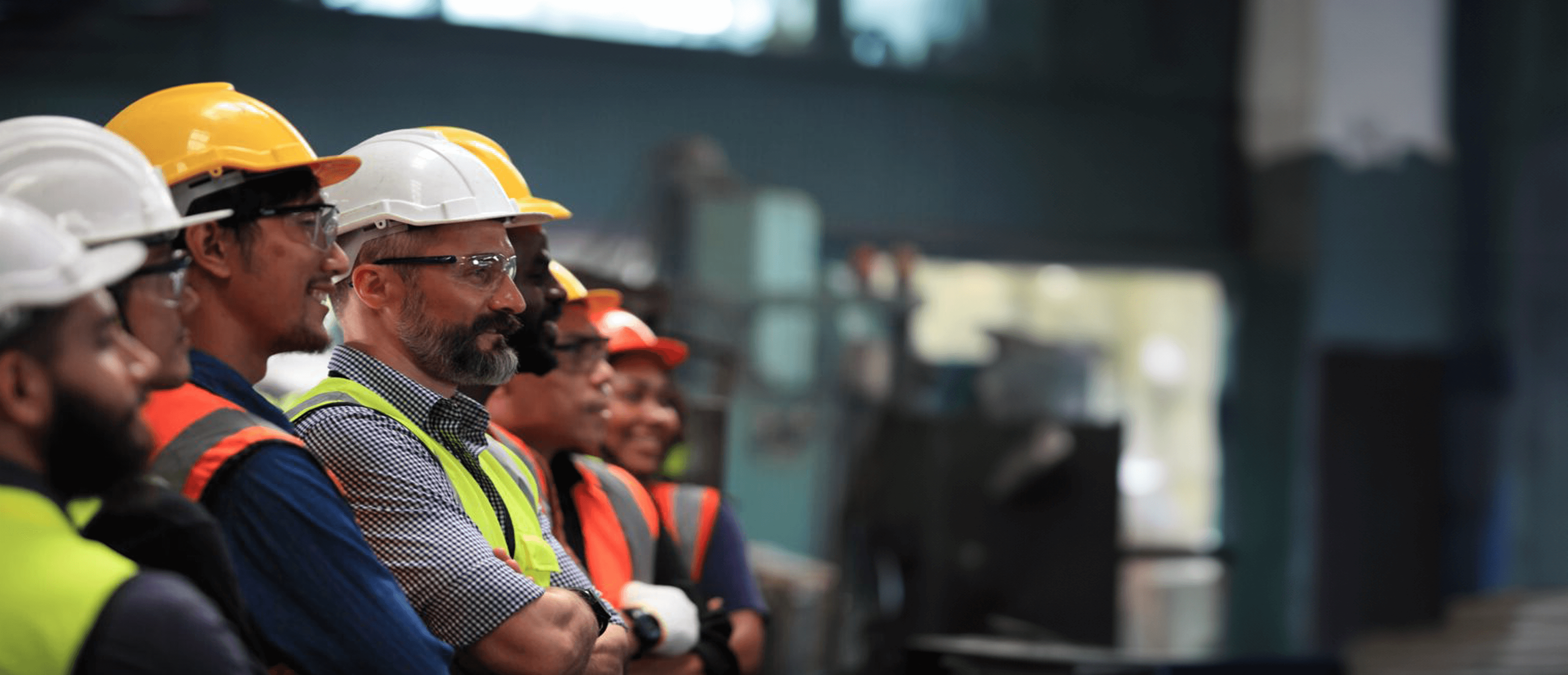 Union workers gathered on a job site