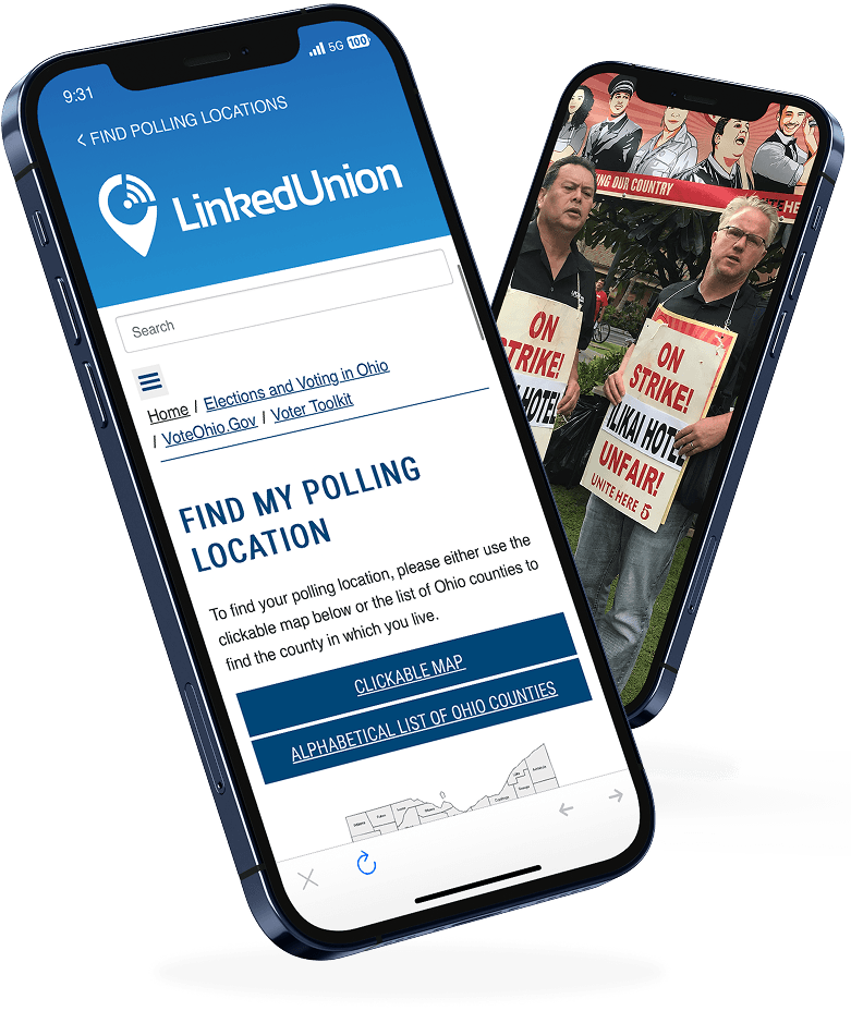 Political action features in the app