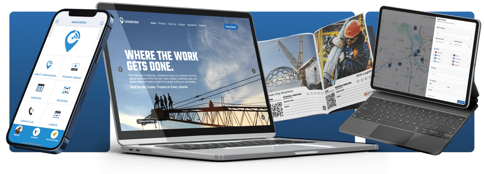 LinkedUnion platform — mobile app, website, CPN, and marketing materials