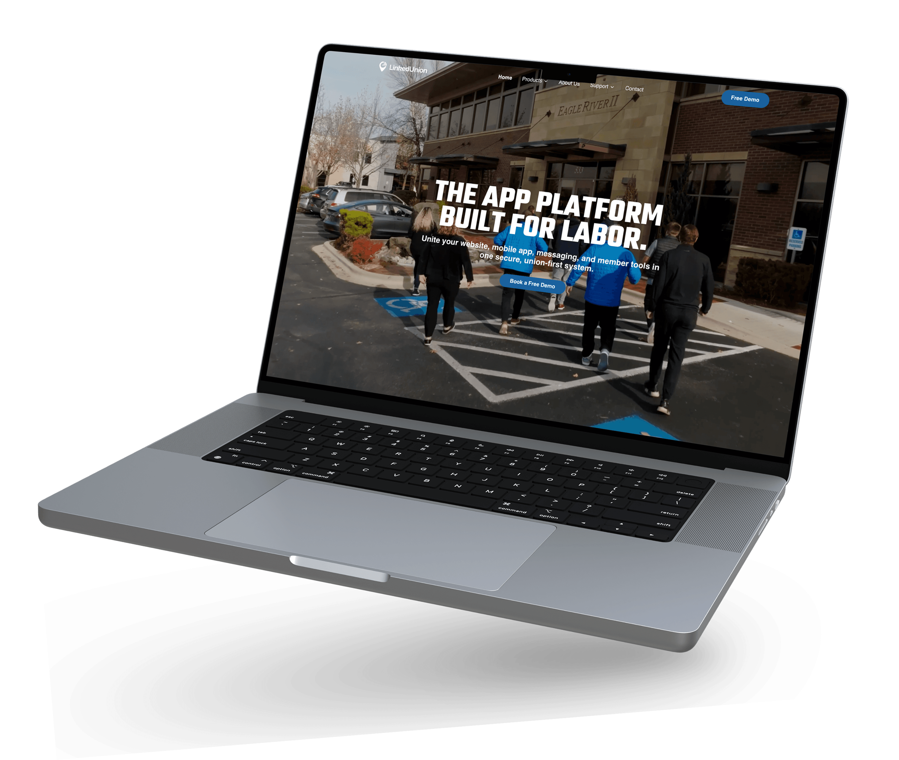 LinkedUnion union website on a laptop