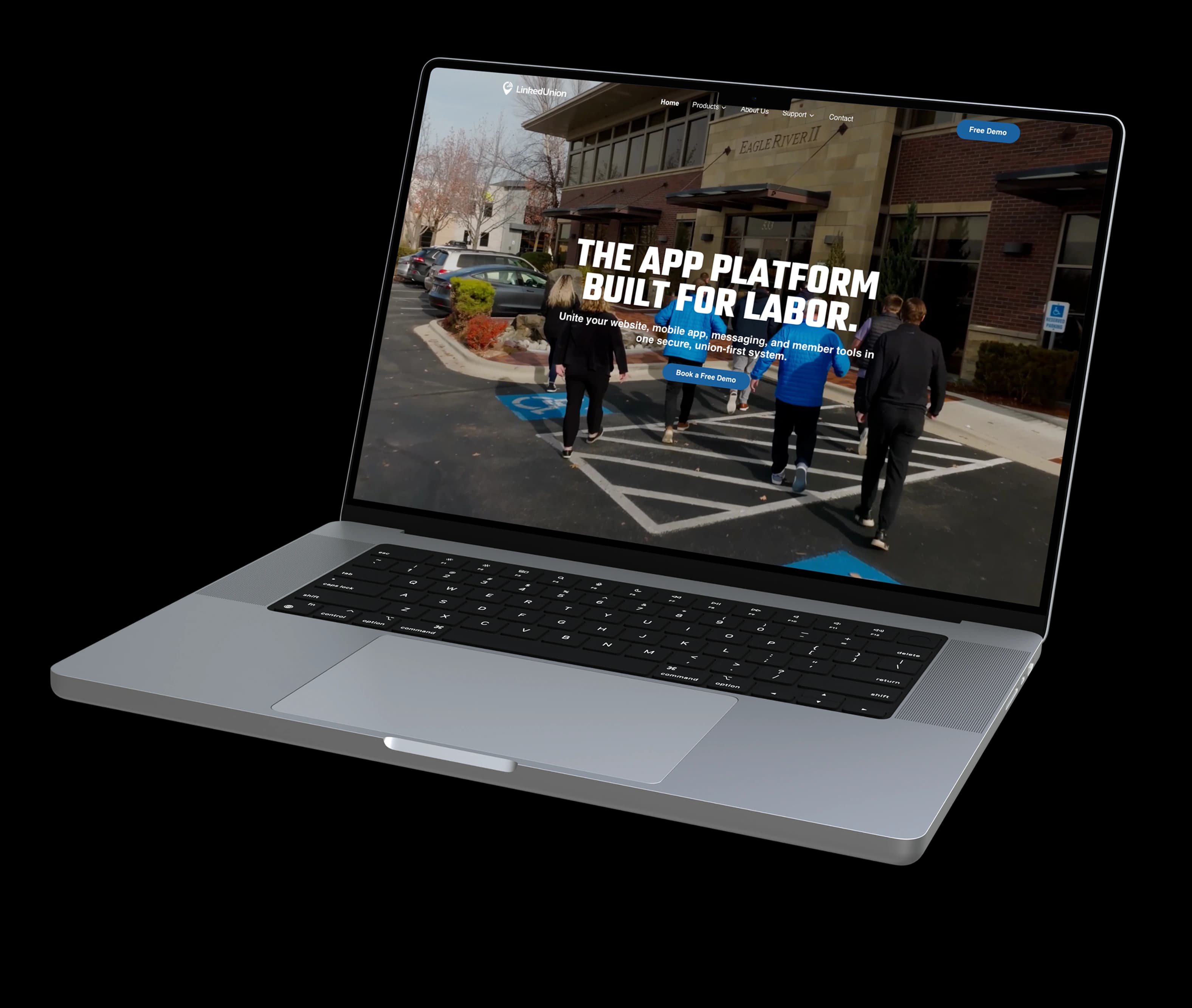 LinkedUnion union website on a laptop