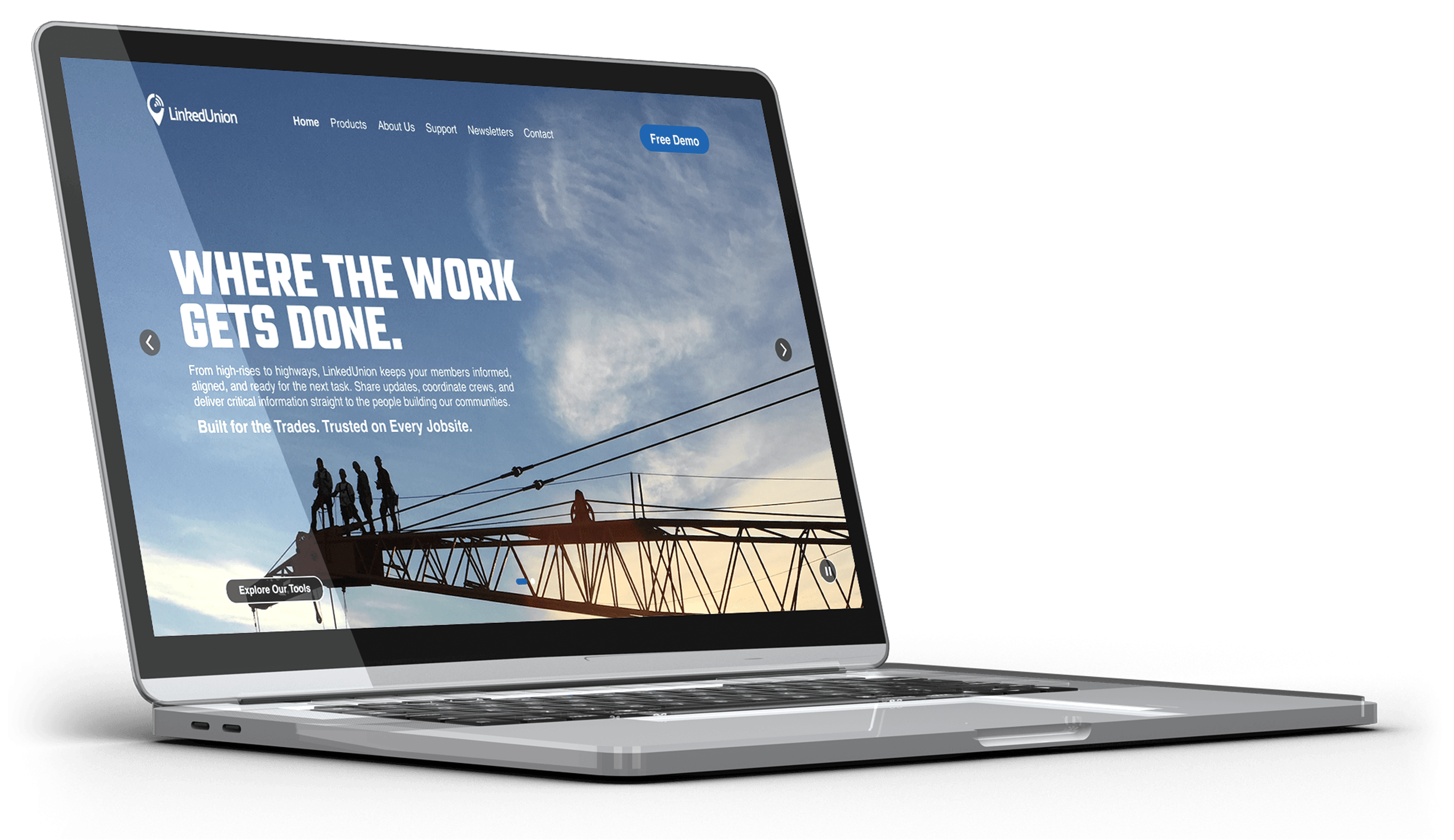 LinkedUnion union website on a laptop