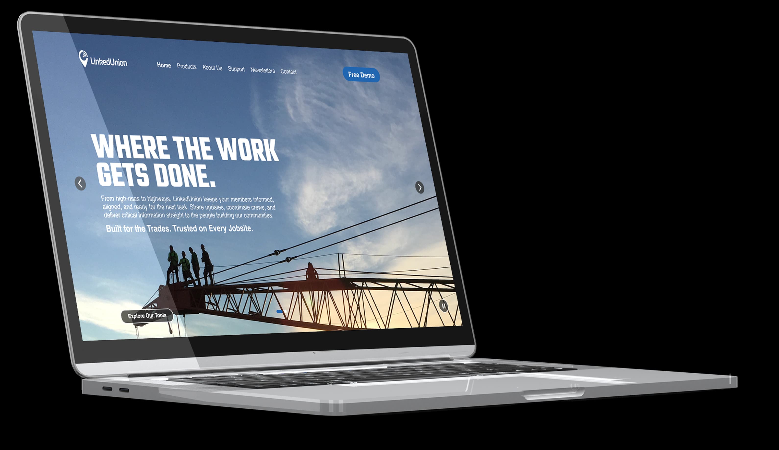 LinkedUnion union website on a laptop