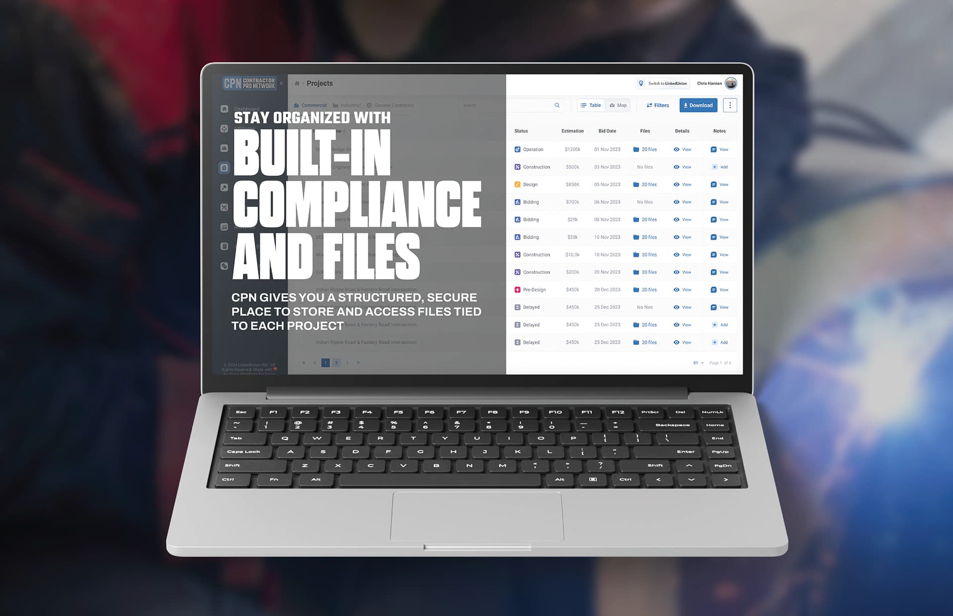 Stay organized with built-in compliance and files
