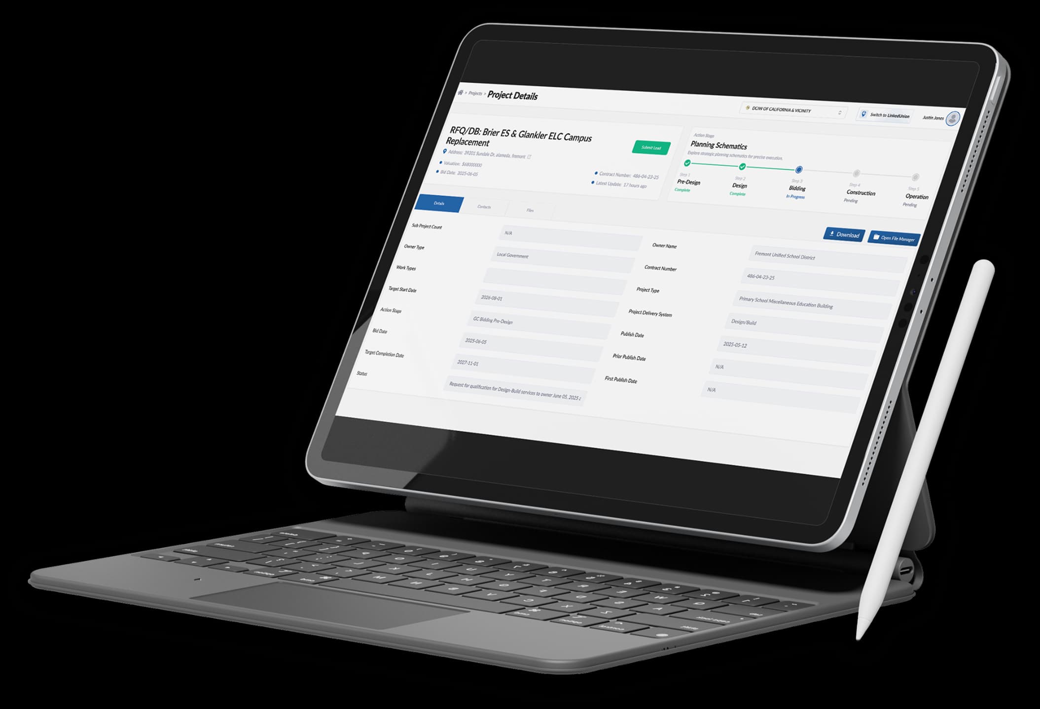 LinkedUnion CPN platform on a tablet