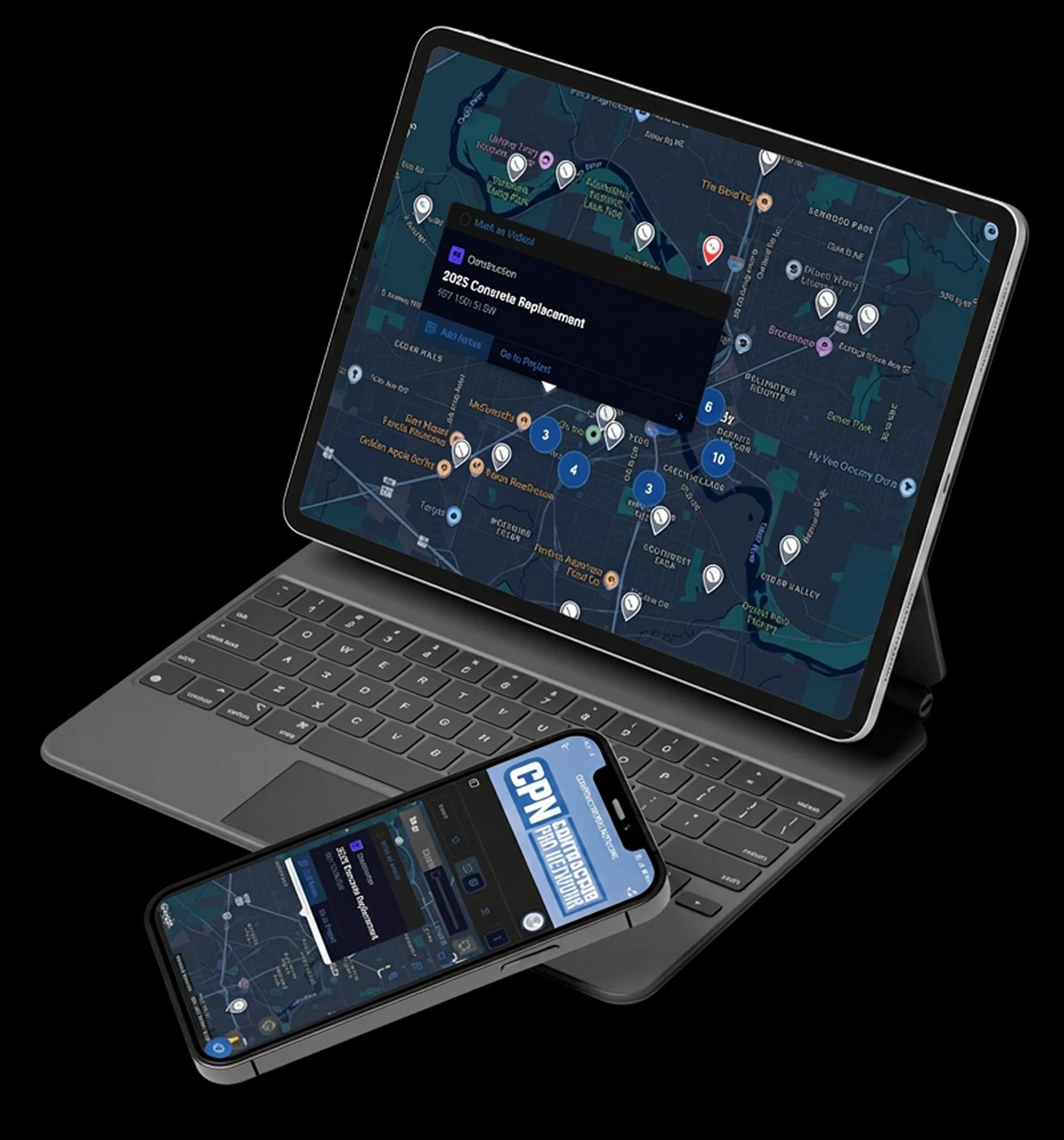 CPN interactive project map on a tablet